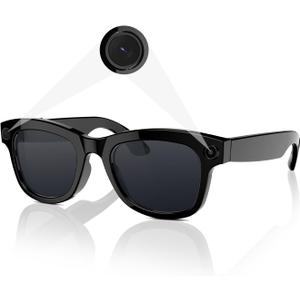 Piluyaa Smart Camera Glasses with 5MP Ultra-Wide Camera,Polarized Sunglasses Lenses, AI Voice Control, 4H Playtime, Wi-Fi/Bluetooth 5.3 for HD Video & Immersive Audio