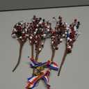 4 Pack Patriotic Artificial Berry Stem Picks White Blue Red Stars for 4th of July Independence Day, Pentagram Faux Berry Branches Decoration for Home Office Restaurant Vase Dcor