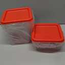 Suclain 2 Pcs Square Food Storage Container Polycarbonate Clear Food Container with Lid Commercial Rice Storage with Graduations for Commercial Kitchen(2 Qt,4 Qt, Red)