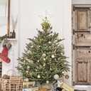 YEAHOME Christmas Tree Topper, Silver Glittered Hollow 5-Point Star Tree Topper for Christmas Tree Decorations, Lighted Wire Star with 20 LED Lights for Christmas Treetop, Xmas Tree Topper with Timer