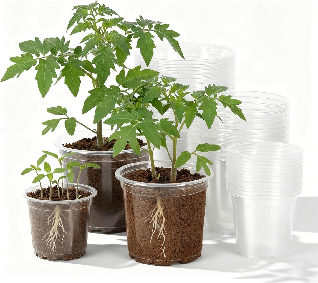 Clear Nursery Pots with Drainage, 30 Pack 4/5/6 Inch Plastic Pots for Indoor Plants, Transparent Seed Starter Pots, Clear Plant Pots with Drainage Holes, Pot Liners for Seedlings & Houseplants