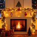 HUZIYAHAN Christmas Garland with Lights Pine Garland Lighted Prelit Christmas Garlands for Mantle Stairs Xmas Garlands Lighted Garland Battery Operated Home Decor Christmas Decorations Outdoor Indoor