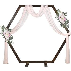 DearHouse Wooden Arch, 7.2FT Hexagon Wooden Wedding Arch for Ceremony Rustic Wedding Birthday Parties Indoor Outdoor Garden Decor, AWERT0-3