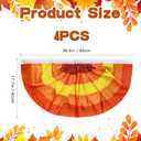 4 Pcs Thanksgiving Fall Pleated Fan Flag Bunting for Outside Garden with 3 Grommets Half Fan Banner Bunting Flags for Halloween Indoor Outdoor House Holiday Yard Decorations Party Props(3 x 1.5FT)