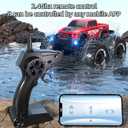 1:18 Scale Amphibious LED RC Car 2.4GHz All 20 Km/h Off Road Terrain Remote Control Drift Truck, Waterproof Truck for 8+ Year Old Boys Girls Kids Gifts (Red)