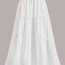 IN Chenthy Women Midi Boho Elastic High Waist Ruffle A Line High Low Hem Tiered Maxi Long Skirt with Pockets XL