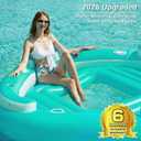 Jasonwell Floating Island Pool Float - Giant Inflatable Multi Person Pool Party Floats Swimming Pool Lounger Raft with Cup Holders Lake Floaties Beach Relaxation Water Float for Adults (Green, XL)