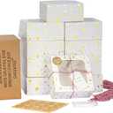 24 Pack 6X6X3 Christmas Cookie Boxes for Gift Giving Gold Foil Star White Bakery Boxes with Window 6 Inch Small Treat Boxes for Mini Cake Pastry Dessert Cupcakes Candy Donut Packaging