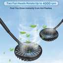 2 x Neck Fan, Hand Free Portable Neck Fans For Women, Kids, and Men, 3 Speed Adjustable Hanging Around Necklace Fan, Rechargeable Battery Operated Wearable Fan Personal Fans Cooling Neck Fan (Black)