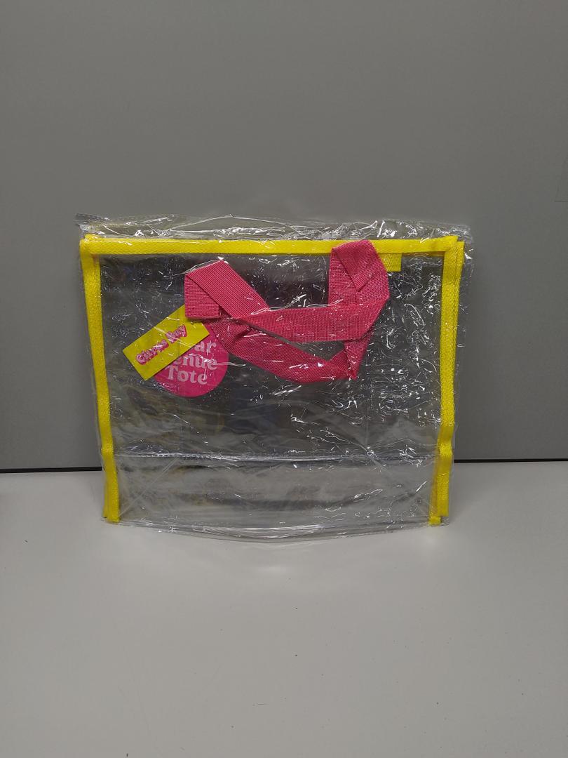 Citrus Bay Clear Venue Tote. Pink & Yellow