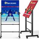 Pickleball Practice Board,Dual-Sided Rebounder Dink Board with Stand,Height-Adjustable Portable Pickleball Solo Training Tool,Volley & Baseline Pickleball wall Indoor/Outdoor Use, One Size