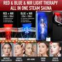 ISIDO Infrared Steam Sauna with 660nm Red & Blue Light Therapy & 850nm Infrared Light Panel, 3L 1300W Steamer, Folding Chair, XXL Portable Sauna Personal Sauna Steam Sauna Tent Home Sauna