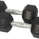 FixtureDisplays® Rubber Dumbbell in Pair - with Metal Handles Pair of 2 20 lbs Dumbell 15189-NPF