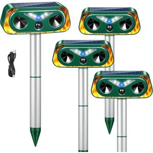 2026 Solar Ultrasonic Animal Repellent Outdoor Cat Deterrent Deer Repellent Devices,Upgraded Waterproof Dog Repeller with Motion Sensor,Flashing Lights,Scare Squirrels Rabbits Raccoons Skunks Garden