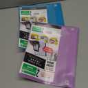 Five Star 2-Pocket Folder + Study App, 2 Pack, Plastic Folder with Prong Fasteners and Customizable Clear Cover, Holds 8-1/2" x 11" Paper, White, Purple, Yellow, Blue (340220B-ECM)