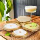 Margarita Salt Rimmer Set, 3 Tier Bamboo Glass Rimmer with Citrus Juicer, Bar Accessory Spice Container for Bartender, Drinks, Cocktail, Bloody Mary