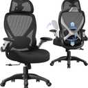 ELABEST X100 Ergonomic Mesh Office Chair, Big and Tall Hone Desk Chair with 5D Flip-Up Arms, Adjustable 3D Lumbar Support,Gaming & Executive Computer Chairs for Long Hours, Padded Seat