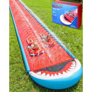 406.56FT Heavy Duty Slip and Slide with Sprinkler and 2 Boards, Slip Splash and Slide with 3-Way Water Sprinkler, Giant Lawn Water Slide for Outdoor Backyard Lawn Kids Teens and Adults (Blue & Red)