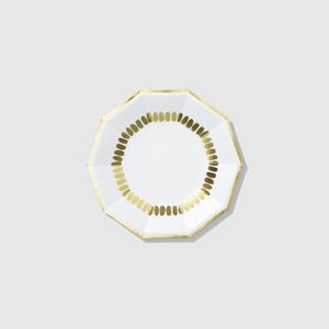Coterie Gold Brushstroke Small Paper Plates (Set of 10)  Colorful Painted Appetizer or Dessert Plates for Birthdays Brunch Showers  Modern Art Party Plates | 7.25"