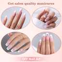 2 x Press on Nails, Medium Coffin French Soft Gel Nail Tips, 256pcs French Tip Press on Nails Pink, No Need to File Tips Pre-lasting, Full Cover Fake Nails Extension for Women Nail Art DIY 16 Sizes