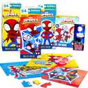 Spidey and Friends Jigsaw Puzzle Set - 3 Pack Spidey Puzzle Bundle with Tattoos and More for Kids Adults (Spidey and Friends Party Favors)