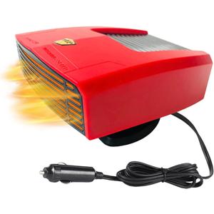 12 Volt Car Heater that Plugs into Cigarette Lighter, 150W Portable Windshield Defogger and Defroster, 360 Degree Rotary Base (red)