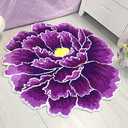 Purple Peony Floral Shaped Area Rugs,Modern Art Flower Shaggy Carpet for Bedroom Kitchen Bathroom,Soft Non-Slip Washable Bath Rug,Indoor Outdoor Doormat,23.6" X 23.6"