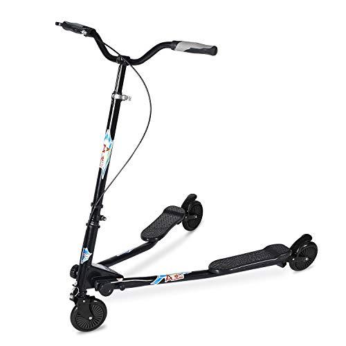AODI Swing Wiggle Scooter, 3 Wheels Drifting Folding Kick Scooter with 4-Level Adjustable Height/Foldable for Kids/Woman/Men Age 6+ Years Old