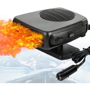 Leaflai 12V Car Heater 150W Auto Heater Anti-Fog Windscreen Heating Fan 2 in-1 Heating/Cooling Car Defroster with Plug-in Cigarette Lighter, Mini Car Demister for Small Vehicles