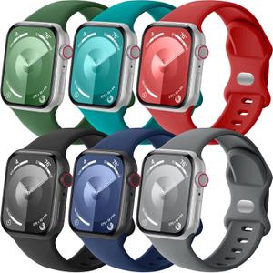Lenrao 6 Pack Sport Band Compatible with Apple Watch Band 46mm 44mm 45mm 40mm 42mm 38mm 41mm 49mm Men Women, Soft Silicone Waterproof Strap for iWatch Band Series 11 10 9 8 7 6 5 4 3 2 1 SE Ultra