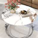 O&K FURNITURE Round Coffee Table, Faux Marble Top with Rich Veins, Silver Chrome Finish Modern Center Table for Living Room, Home Office, 1 PC, 31.5" x 31.5" x 17.9"