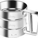 KitchenTools Stainless Steel Fine Mesh Sieve Flour Sifter Flour Cup Sifte A unique gifts for baking enthusiasts(Silver)