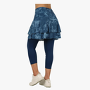 ANIVIVO Skirted Leggings for Women Capri, Athletic Tennis Skirt with Leggings Golf Pickleball Clothes with Pockets(2-blue Tie-dye, Medium)