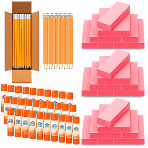 120 Pcs Back to Gifts for Students Supplies Bulk Include 60 Pack Pre Sharpened Pencils 30 Pack Glue Sticks 30 Pcs Pink Erasers for Classroom Teacher Supplies Party Favors