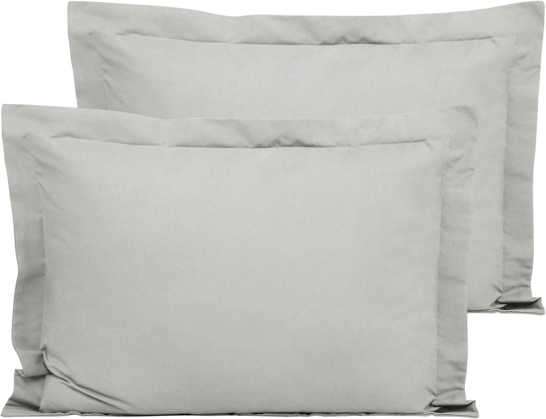 FLXXIE Microfiber Standard Pillow Shams Set of 2, Fade, Wrinkle and Shrinkage Resistant Soft Pillow Covers with Envelope Closure Euro Sham Covers (Light Grey, 20x26 Inches)