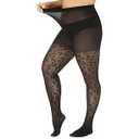 Yilanmy Patterned Plus Size Tights Polka Dot 40D High Waist Black Leopard Sheer Pantyhose for Women X-Large-XX-Large Plus