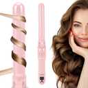 Rotary Curler for All Hair Types: User-Friendly with Curl Control, Dual Voltage, Automatic Shutdown (Pink)