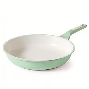 SENSARTE Nonstick Ceramic Frying Pan 12.5-Inch, Healthy Non Toxic Skillet, Induction Compatible Omelet Pan with Heat Resistant Handle, PFAS-Free, Mint Green