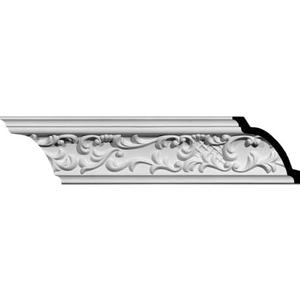 Endurathane Strasbourg Crown Moulding, 3 5/8"H x 3 5/8"P x 5 1/4"F x 94 1/2"L, Factory Primed