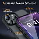 Miracase Magnetic for iPhone 15 Pro Max Case 6.7 inch (Compatible with MagSafe)with 2X Screen Protectors Military-Grade Protection, Anti-Fingerprint Translucent Matte Phone Cover, Black