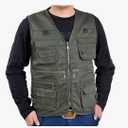 Lisuhepeal Men’s Fishing Vest Summer Outdoor Work Safari Travel Photo Vest with Multi Pockets Size M