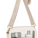 Clear Bag for Stadium Events, Clear Purse for Women, Stadium Approved Crossbody Handbag for Concerts Sports Fans (Beige&white Strap)