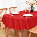 NEWISHER Red Oval Tablecloth 60x102 inch, Heavy Duty Polyester Fabric Table Cloth, Reusable Washable Solid Table Cover for Dining, Kitchen, Party, Wedding, Indoor Outdoor Tabletop Decoration