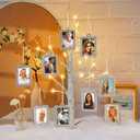Leinuosen Mothers Day Gifts Lighted Family Tree Picture Frame Stand with 10 Pcs 2 x 3'' Hanging Photo Frames Lighted Birch Family Tree 23.6'' Holds for Christmas Mother's Day Gifts Table Decor (White)