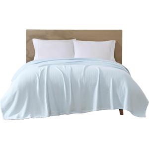 Beatrice Home Fashions GOTS Certified 100% Organic Cotton Medium Weight Blanket, Soft and Cozy Blanket for Bed, Sofa, Couch, Chair, King, Ice Blue