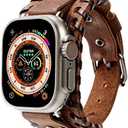 KONAFEI Compatible with Apple Watch Band 49mm 46mm 45mm 44mm 42mm 41mm 40mm 38mm iWatch Ultra Series 10/9/8/7/SE/6/5/4/3/2/1 for Men Women, Leather Handmade Cuff Bracelet Woven Vintage Strap
