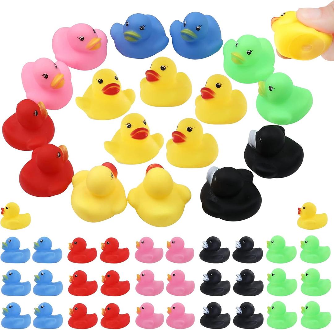 GADIEDIE50 Pack Multicolor Mini Rubber Ducky Float Ducks Baby Bath Toy, Great for Jeep Ducking, Shower, Birthday Party, Carnival Game Gift(1.6"x 1.5" x 1.2". 6 Colors)