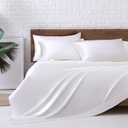 MR&HM Satin Bed Sheets, King Size Sheets Set, 6 Pcs Silky Bedding Set with 15 Inches Deep Pocket for Mattress (King, White)