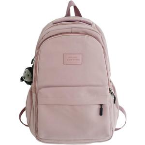 Aesthetic Backpack Cute Backpack for School College Backpack Large Capacity Bookbags for Girls Women Students Casual Travel Daypacks Solid Color (Pink)