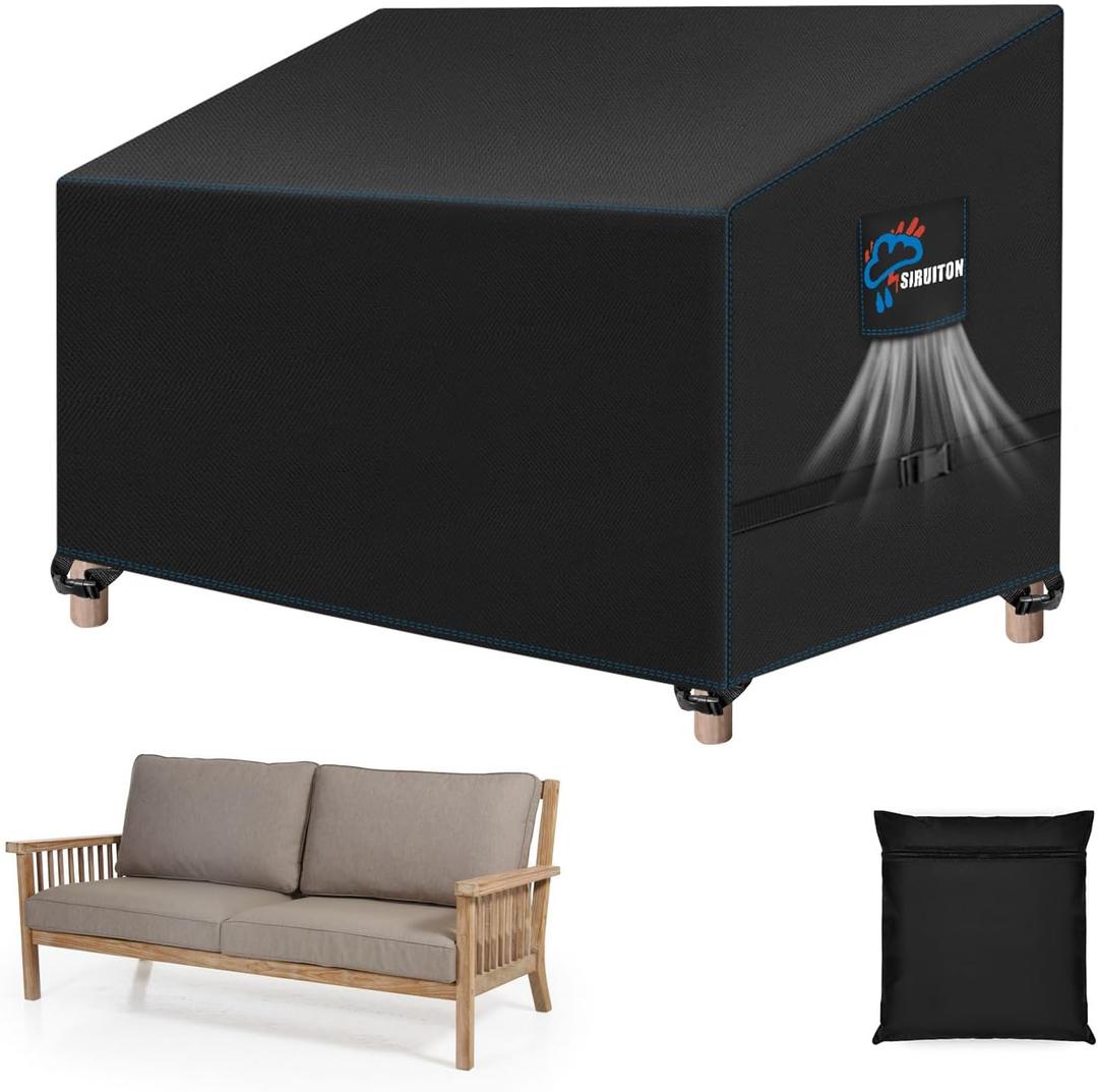 SIRUITON 2-Seat Garden Patio Sofa/Loveseat/Bench Cover 51" W x 27" D x 35" H,Heavy Duty 420D Oxford Waterproof Outdoor Sofa Cover, Lawn Patio Furniture Covers